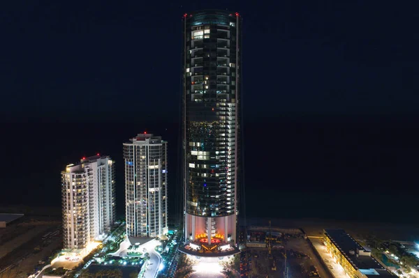 Aerial night photo of a city illuminated at night — Stock Photo, Image