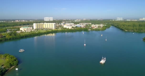 比斯坎湾迈阿密佛罗里达的航拍视频 — 图库视频影像