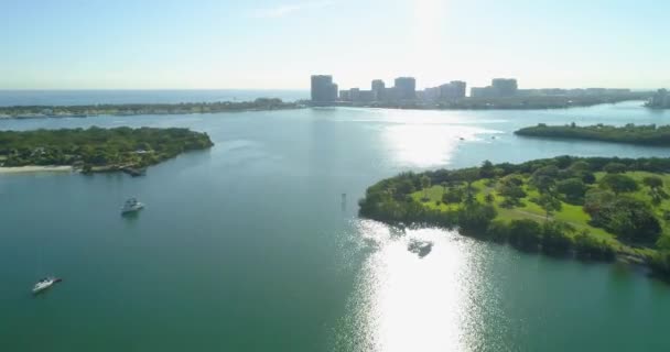 Helikopter tour Miami Biscayne Bay — Stockvideo