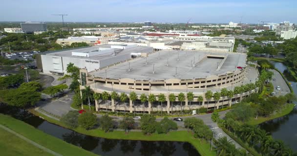 Antenowe drone wideo shopping mall parking strzeżony — Wideo stockowe