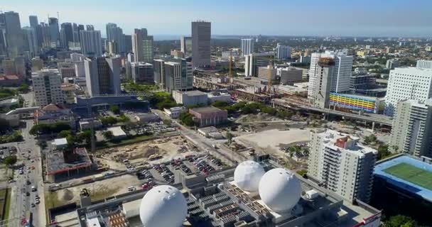 Video aéreo Brightline Downtown Miami Central 4k — Vídeo de stock