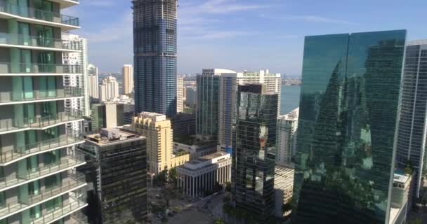 Central Downtown Brickell drone 4k — Stock Video