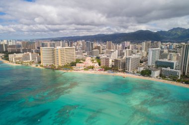 Waikiki Beach Oahu Hawaii hava görüntü