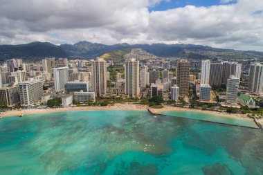 Waikiki Beach Oahu Hawaii hava görüntü