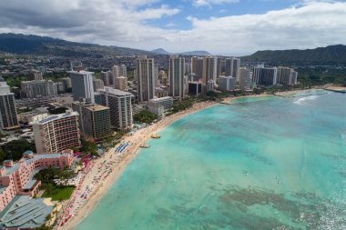 Aerial image of Waikiki Beach Oahu Hawaii clipart