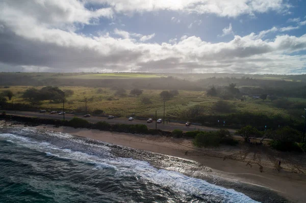 Légi kép szélerőmű Hawaii — Stock Fotó