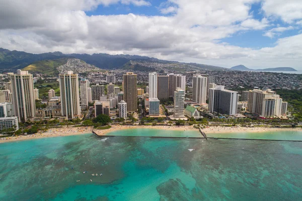 Letecký snímek Havaj Waikiki Beach Oahu — Stock fotografie