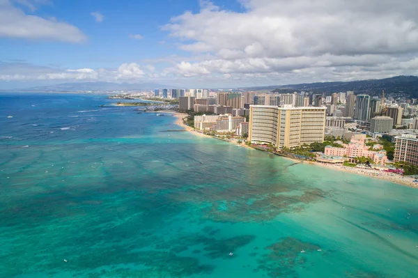 Letecký snímek Havaj Waikiki Beach Oahu — Stock fotografie
