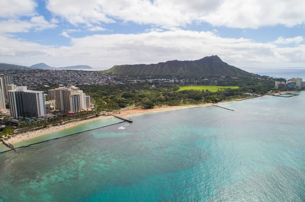 Waikiki Beach Oahu Hawaii hava görüntü — Stok fotoğraf