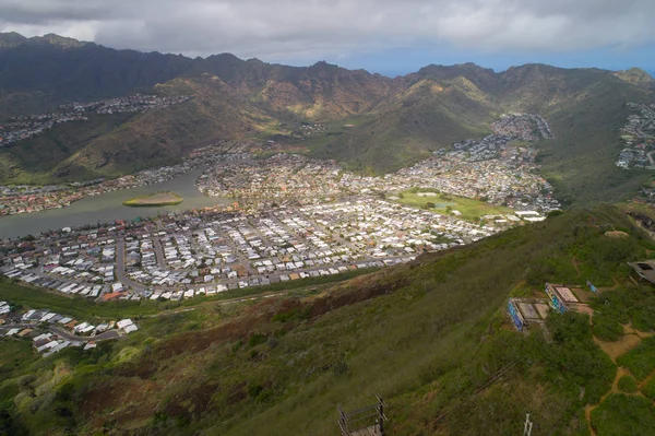 Antenowe drone obraz Oahu na Hawajach — Zdjęcie stockowe