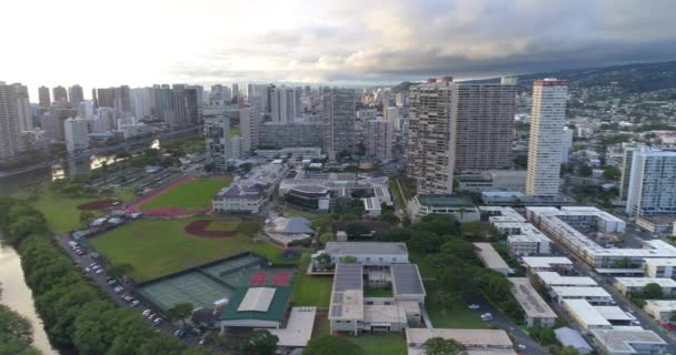 Matin à Honolulu Hawaï 4k Vidéo aérienne — Video