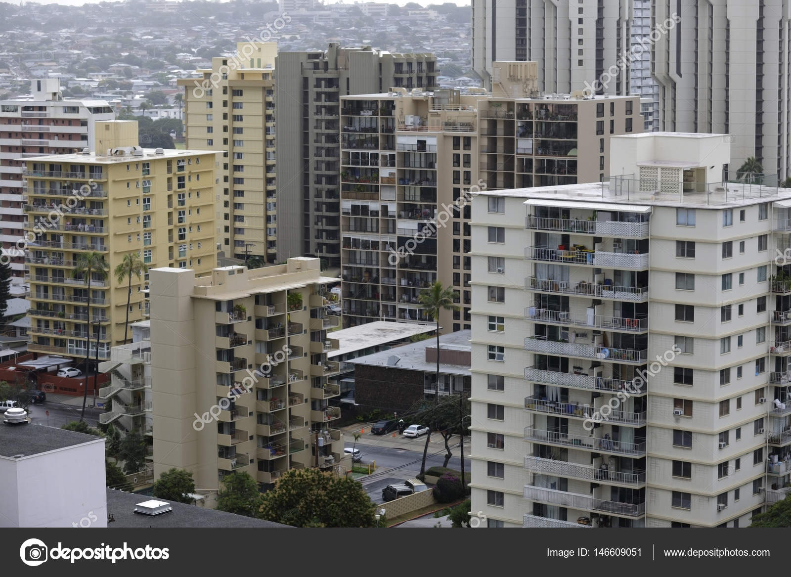 Apartment buildings in Honolulu Hawaii ⬇ Stock Photo, Image by