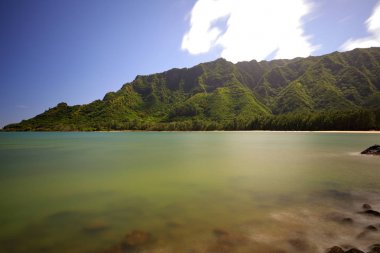 Oahu Hawaii uzun pozlama sahnede Beach