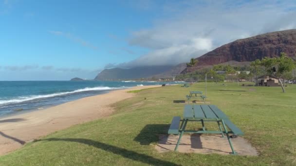 Parque de la playa de Maili Waianae Hawaii — Vídeo de stock