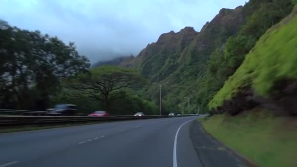 Вулканічні гори переглядів на Оаху Гавайських островах — стокове відео