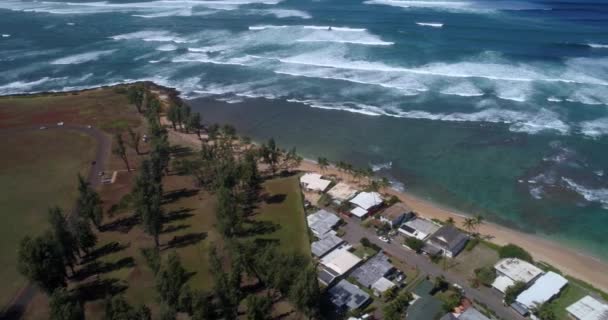 Haleiwa Beach Hawaii filmagens aéreas — Vídeo de Stock