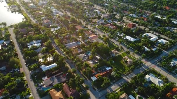 Ochtend luchtfoto woonwijk — Stockvideo