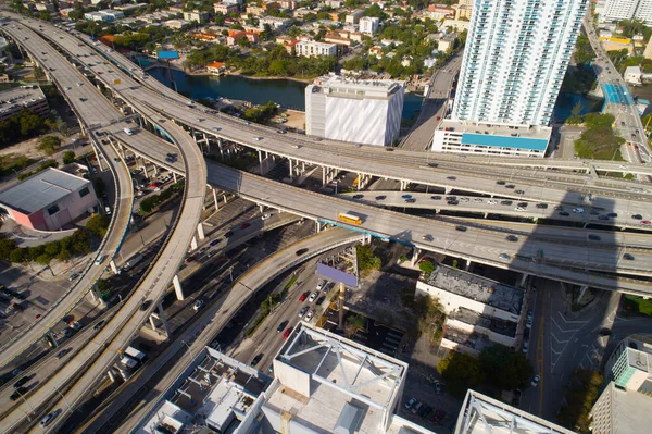Aerial highway interchange — Stock Photo, Image