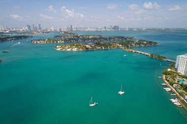 Havadan görüntü Venedik Adaları ve Biscayne Körfezi