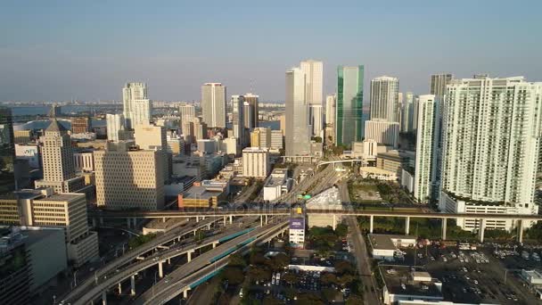 Centro de Miami 4k video aéreo — Vídeo de stock