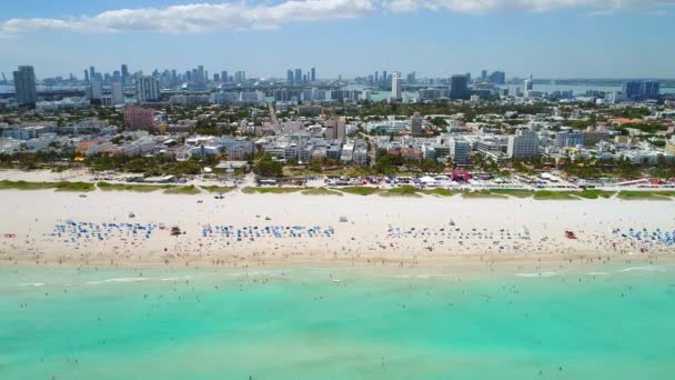 Antenn drönare tur Miami Beach Florida, Usa — Stockvideo