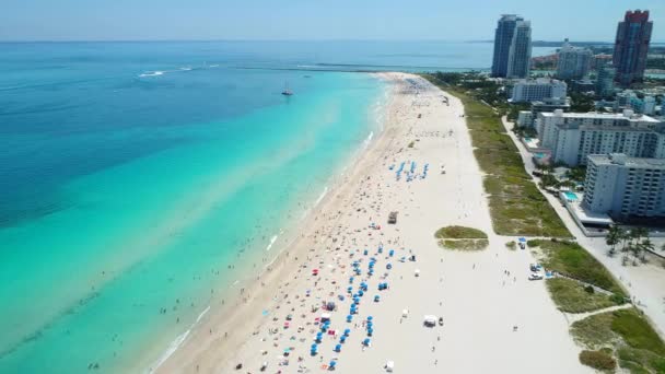Luchtfoto Miami Beach Atlantische Oceaan — Stockvideo