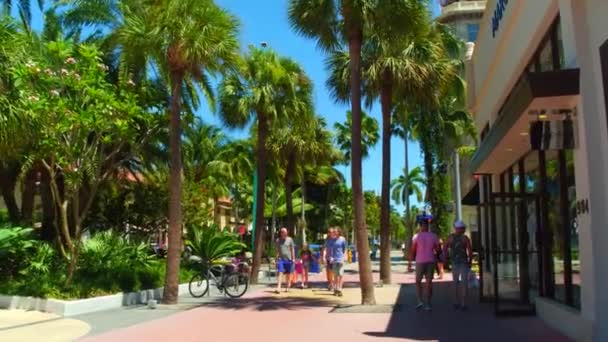 Paseo marítimo de Miami Beach Lincoln Road — Vídeos de Stock