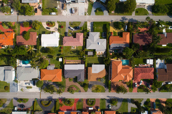 Aerial image direcrtly above homes