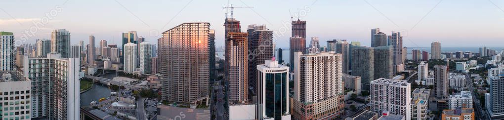 Aerial panoramic photo of Brickell