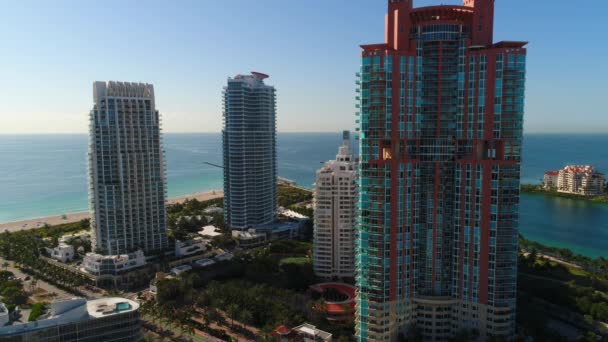 Vista aérea simulada aérea Miami Beach — Vídeos de Stock