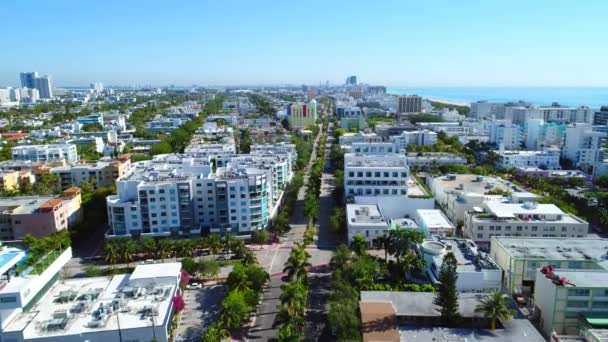 Drone aerial tour Miami Beach south of fifth street — Stock Video