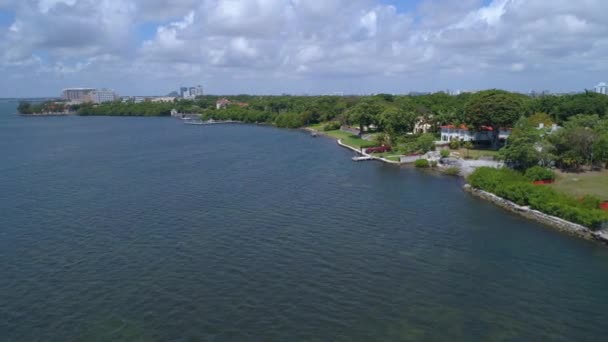 Aerial video waterfront homes Brickell Avenue Miami Florida — Stock Video