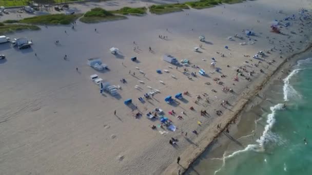 Aerial drone flyover Miami Beach downward tilt 4k 60p — Stock Video