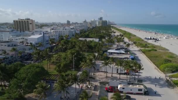 Miami beach ocean drive 4k 60p Luftbild — Stockvideo