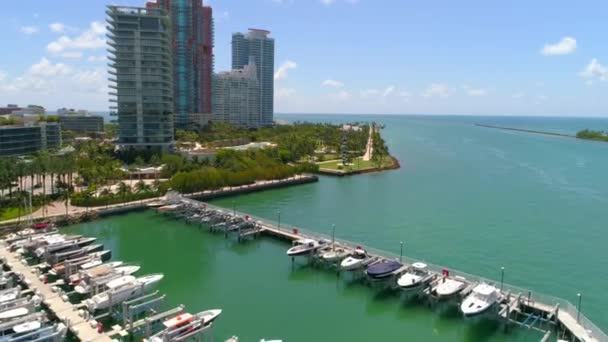 Miami Beach Marina and South Pointe Park 4k 60p — Stock Video