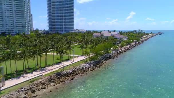South Pointe Park Miami Beach drone video 4k 60p — Stock Video