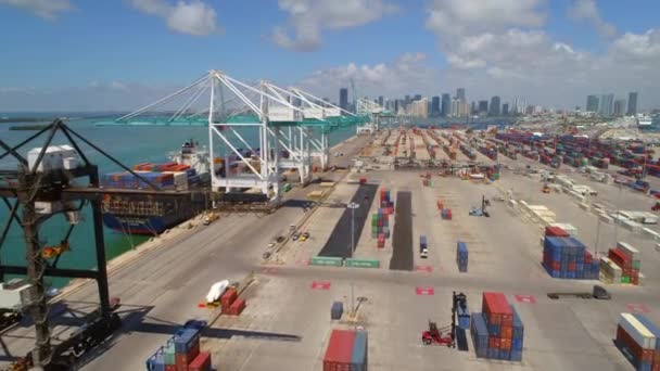 Hava Port of Miami Vinçler ve kapsayıcılar 4k 60p — Stok video