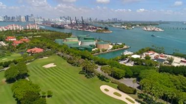 Fisher Island ve Port Miami Hava video 4 k 60fps