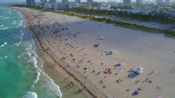 Luchtfoto Miami Beach halve snelheid slowmotion 4k video — Stockvideo