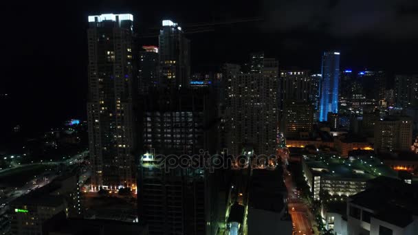 Aereo notturno Downtown Miami — Video Stock