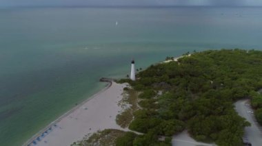 Cape Florida Lighthouse hava video 4k
