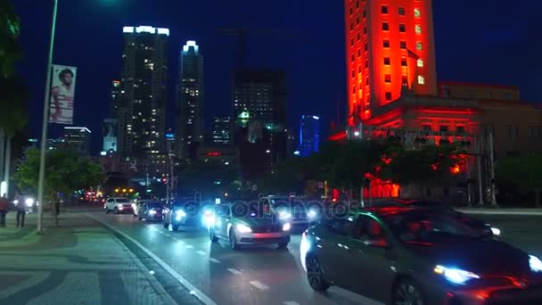 Miami Freedom Tower di notte video di movimento 4k — Video Stock