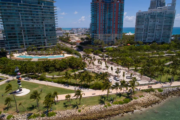 Letecký snímek South Pointe Park Miami Beach — Stock fotografie