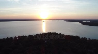 Hava video güzel gün batımı göl Marion Güney Carolina üzerinde