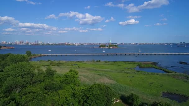 Liberty State Park és a szobor 4k 60p — Stock videók