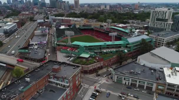 Vuelo en avión no tripulado Fenway Park Boston Massachusetts — Vídeo de stock