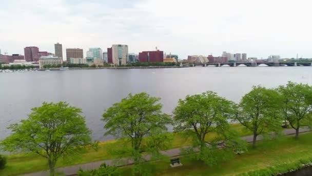 Luchtfoto Boston natuur scène — Stockvideo