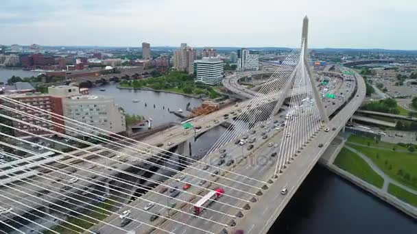Boston Massachusetts Zakim brug — Stockvideo