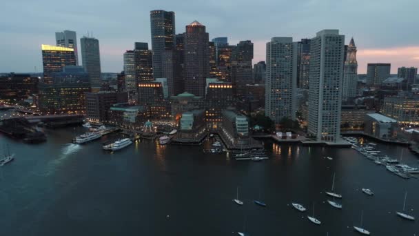 Aeronáutica Boston Harbor Downtown — Vídeo de Stock