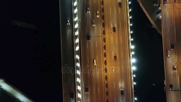 Авто мост ночью — стоковое видео